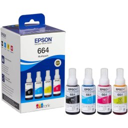 Cerneala originala EPSON 664 EcoTank Multipack C13T66464A, Negru, Cyan, Galben, Magenta