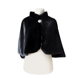 Bolero mireasa/nasa/domnisoara de onoare, blanita neagra, fara maneci, lung - L 58cm - ILIF310055