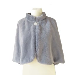 Bolero mireasa/nasa/domnisoara de onoare, blanita gri, fara maneci, lung - L 58cm - ILIF310054
