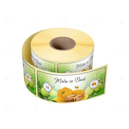Etichete personalizate pentru borcane, Miere cu nuca, 54x144 mm, 500 etichete rola