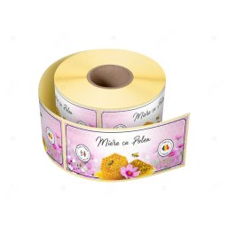 Etichete personalizate pentru borcane, Miere cu polen, 54x144 mm, 500 etichete rola