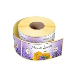 Etichete personalizate pentru borcane, Miere de lavanda, 54x144 mm, 500 etichete rola