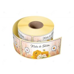 Etichete personalizate pentru borcane, Miere de salcam, 54x144 mm, 500 etichete rola