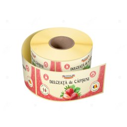 Etichete personalizate pentru borcane, Dulceata capsuni, 54x144 mm, 500 etichete rola
