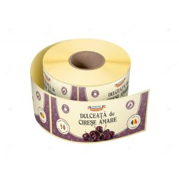 Etichete personalizate pentru borcane, Dulceata cirese amare, 54x144 mm, 500 etichete rola