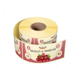 Etichete personalizate pentru borcane, Dulceata merisoare, 54x144 mm, 500 etichete rola