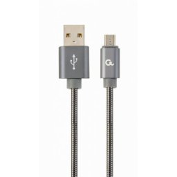 Cablu micro USB la USB 2.0 metalic spiral Premium 2m Metalic/Gri, Gembird CC-USB2S-AMmBM-2M-BG