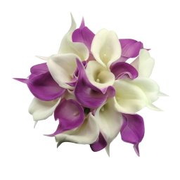 Buchet mireasa - cale din silicon real touch, mov-alb - ILIF311025