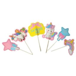 Set 6 decoratiuni briosa tort unicorn 8 cm