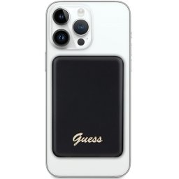 Original Power Bank - GUESS GUPBM5ALGSGK 5000mAh 15W MagSafe Metal Script Logo - Black