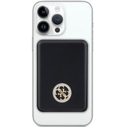 Original Power Bank - GUESS GUPBM3AL4DMK 3000mAh 5W MagSafe 4G Strassed Metal Logo - Negru