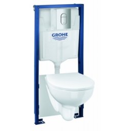 Set rezervor incastrat Grohe Rapid SL cu vas WC Bau Ceramic Rimless si clapeta Arena Cosmo crom lucios