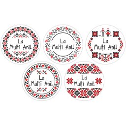 Rola etichete autocolante personalizate, La multi ani!, diametru 40 mm, 1000 buc rola