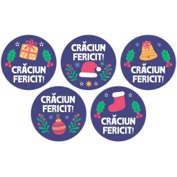 Rola etichete autoadezive personalizate, Buline Craciun, diametru 40 mm, 1000 buc rola
