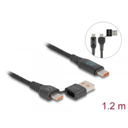 Cablu Fast charging USB 2.0 type C + adaptor USB-A la USB type C 140W cu indicator LED 1.2m, Delock 88137
