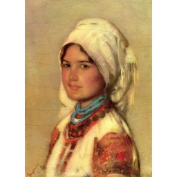 Set goblen cu diamante, cu sasiu, Taranca din Muscel - N. Grigorescu, 40x50 cm
