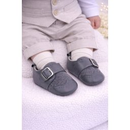 Pantofi eleganti gri cu catarama