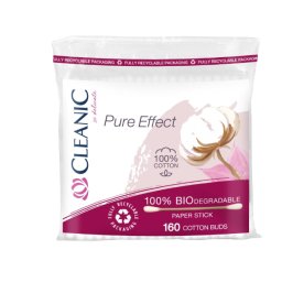 Betisoare de urechi, Cleanic, Pure Effect, Biodegradabil, 160 buc, Alb