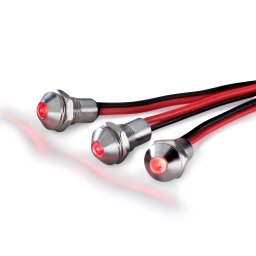 Nichia 5 mm LED cu șurub Pro în carcasă cromată protejată de apă IP67 24V roșu
