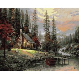 Set pictura pe numere, cu sasiu, In munti, 40x50 cm