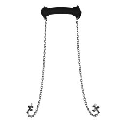 Ouch! Silicone Bit Gag with Nipple Clamps Black