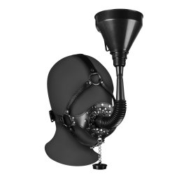 Ouch! Xtreme Open Mouth Gag Head Harness with Funnel Black