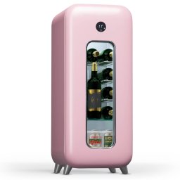 Klarstein Shirley 15 Uno, frigider pentru vinuri, 15 sticle, 5 - 20 °C, control tactil, retro (HEA24-shirley-pink)