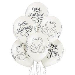 Set 6 baloane latex Just Married nunta 30cm