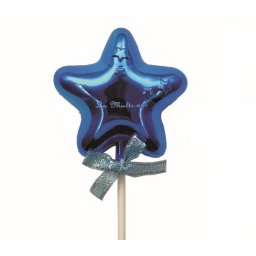 Topper tort plastic stea albastru La multi ani 6 x 6 cm