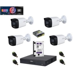 Sistem complet de supraveghere Dahua DH-4CEXT40MAIL-5MP HDCVI cu 4 camere de exterior de 5MP Smart Dual Illuminator 40m