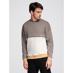 Ombre Men's OVERSIZE sweatshirt with contrasting color combination - khaki