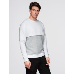 Ombre Men's OVERSIZE sweatshirt with contrasting color combination - white and gray