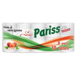 Hartie igienica Pariss, 3 straturi, miros piersica, 10 role set