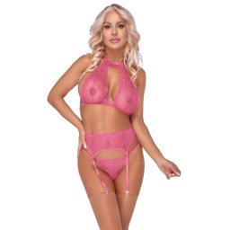 Cottelli Delicate Lace Set 2214482 Pink S/M