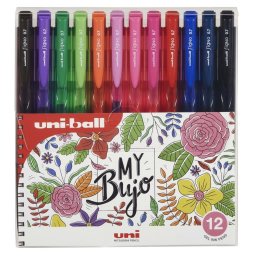 Set 12 Pixuri cu Gel Uni-Ball Signo UMN-155N My Bujo Flowers, Varf 0.7 mm