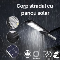 Corp Stradal cu Panou Solar Monocristalin Integrat si telecomanda - 200W/6400k