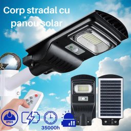 Corp Stradal cu Panou Solar Monocristalin Integrat si telecomanda - 50W/6400k