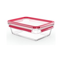 Caserolă Tefal 1,3 l MSEAL GLASS roșu/sticlă