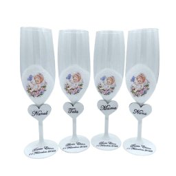 Set 4 pahare pentru parinti si nasi botez, model deosebit Ingeras - FEIS311020