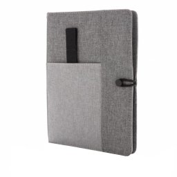 Agenda A5 cu buzunar pentru telefon si pix, 128 pagini, XD, KO, poliester, gri