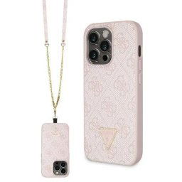 Husa Guess GUHCP14LP4TDSCPP case for iPhone 14 Pro - pink Crossbody 4G Metal Logo