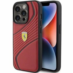 Husa Ferrari Twist Metal Logo case for iPhone 15 Pro - red