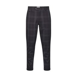 LES DEUX Pantaloni Como Check Wool LDM501089 361320-charcoal melange/grey melange