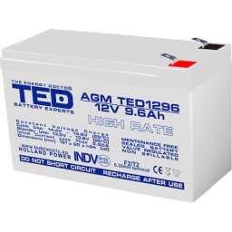 Acumulator stationar VRLA AGM 12V 9,6Ah High Rate, F2/ T2, TED Electric, etans, UPS, Back-UP, navomodel