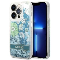 Husa Husă Guess Flower Liquid Glitter pentru iPhone 14 Pro Max, Verde