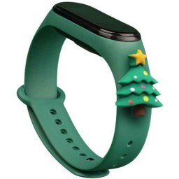 Curea Xmas pentru Xiaomi Mi Band 6 / Mi Band 5 Christmas Tree Verde-Inchis