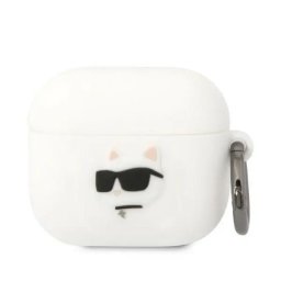 Husa Karl Lagerfeld KLA3RUNCHH AirPods 3 cover white/white Silicone Choupette Head 3D