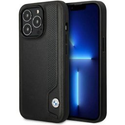 Husa Case BMW BMHCP14L22RBDK iPhone 14 Pro 6.1" black/black hardcase Leather Blue Dots