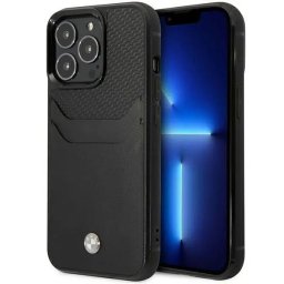 Husa Case BMW BMHCP14L22RSEPK iPhone 14 Pro 6.1" black/black Leather Card Slot