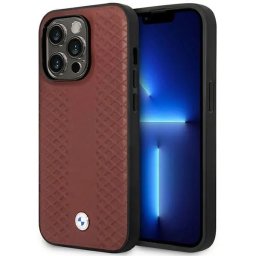 Husa Case BMW BMHMP14L22RFGR iPhone 14 Pro 6.1" Burgundy/burgundy Leather Diamond Pattern MagSafe